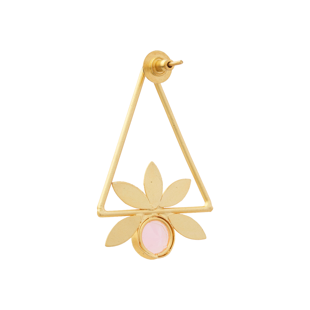 Jhanak- Stone Studded Golden Framed Earrings(Pink)