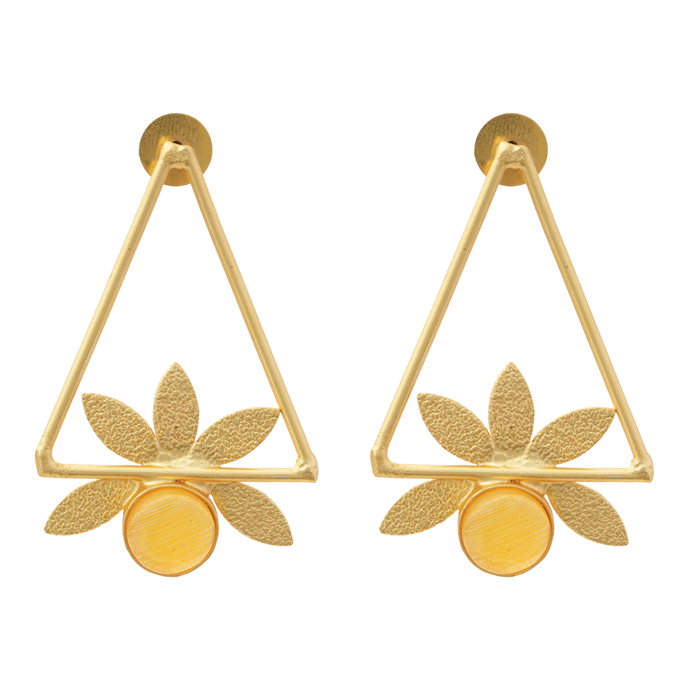 Jhanak- Stone Studded Golden Framed Earrings(Yellow)