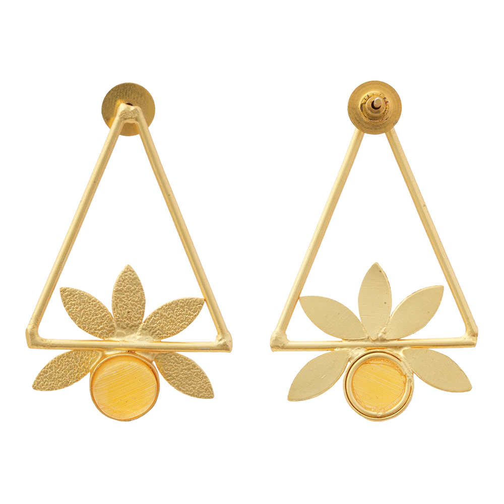 Jhanak- Stone Studded Golden Framed Earrings(Yellow)