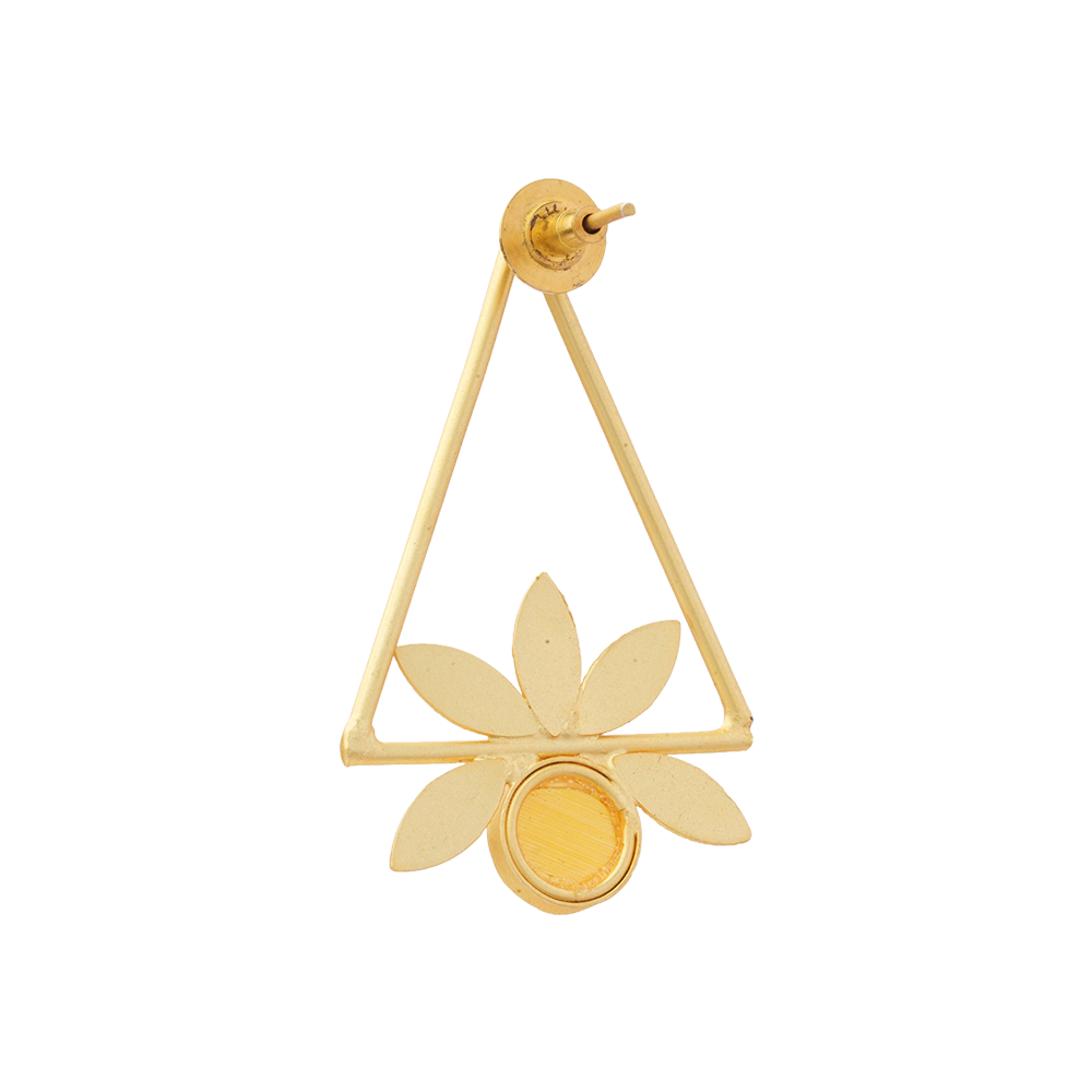 Jhanak- Stone Studded Golden Framed Earrings(Yellow)