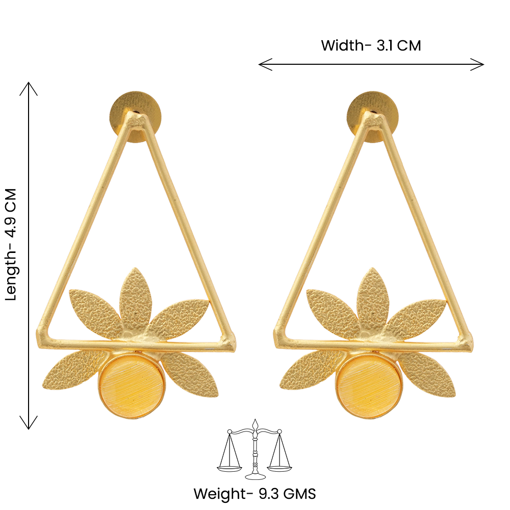 Jhanak- Stone Studded Golden Framed Earrings(Yellow)