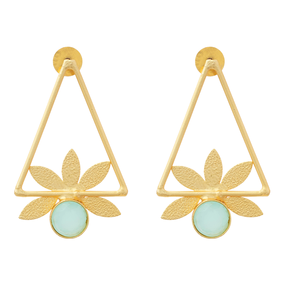 Jhanak- Stone Studded Golden Framed Earrings(Mint)