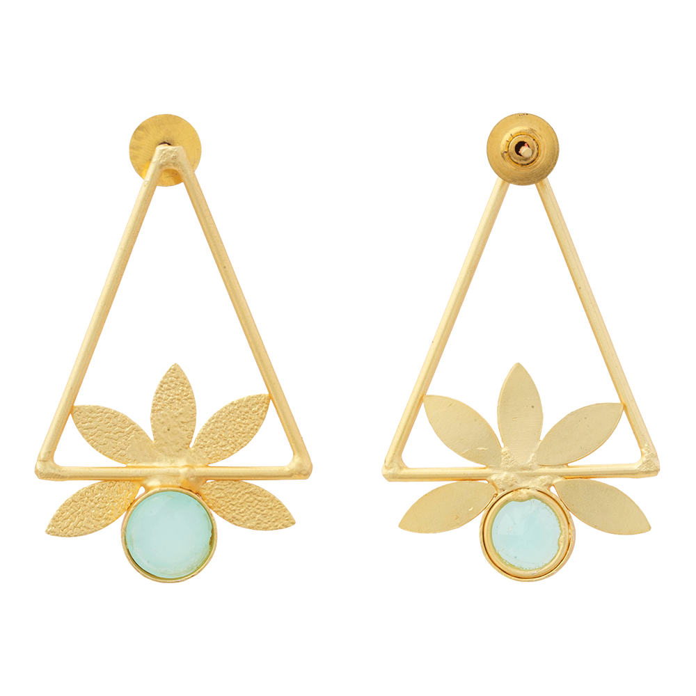 Jhanak- Stone Studded Golden Framed Earrings(Mint)