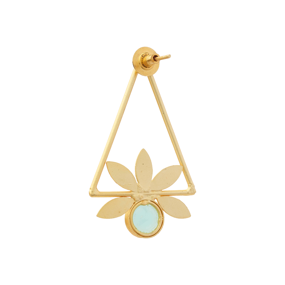 Jhanak- Stone Studded Golden Framed Earrings(Mint)
