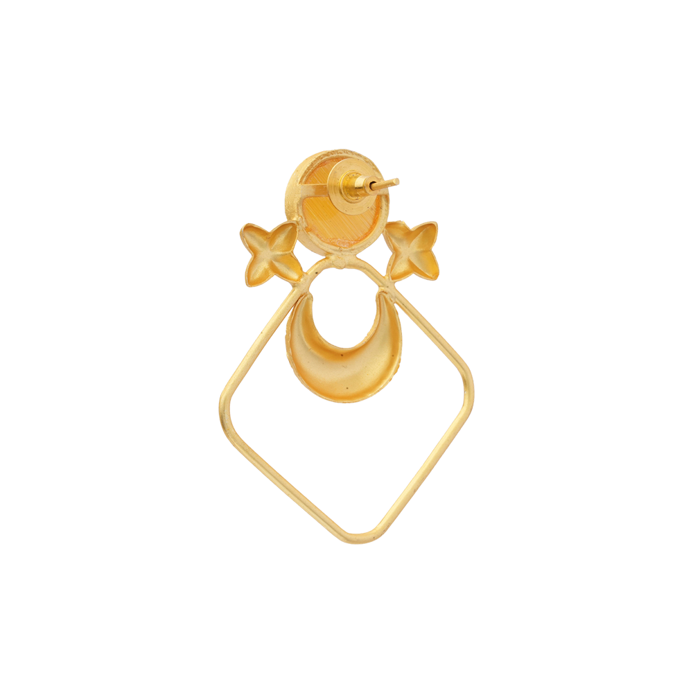 Urvashi- Stone Studded Golden Framed Earrings (Yellow)