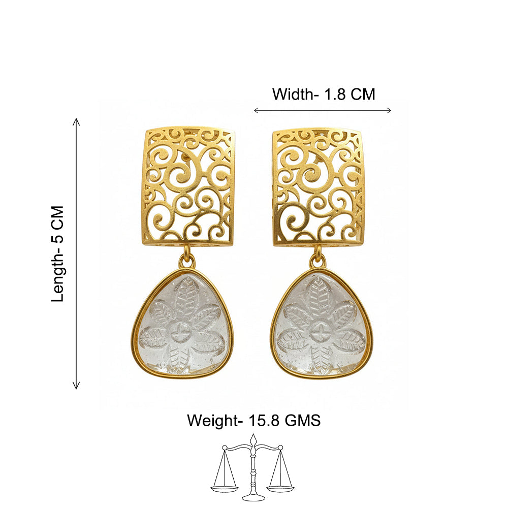 Kiyaa- Stone studded dangler earrings(White)