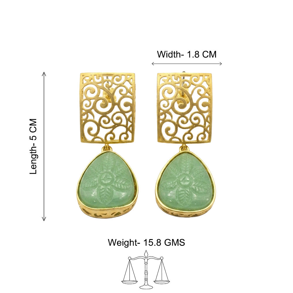 Kiyaa- Stone studded dangler earrings(Mint)