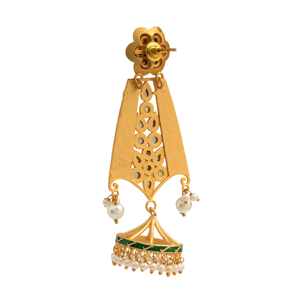 Nirvi- Stone studded dangler earrings(Green)