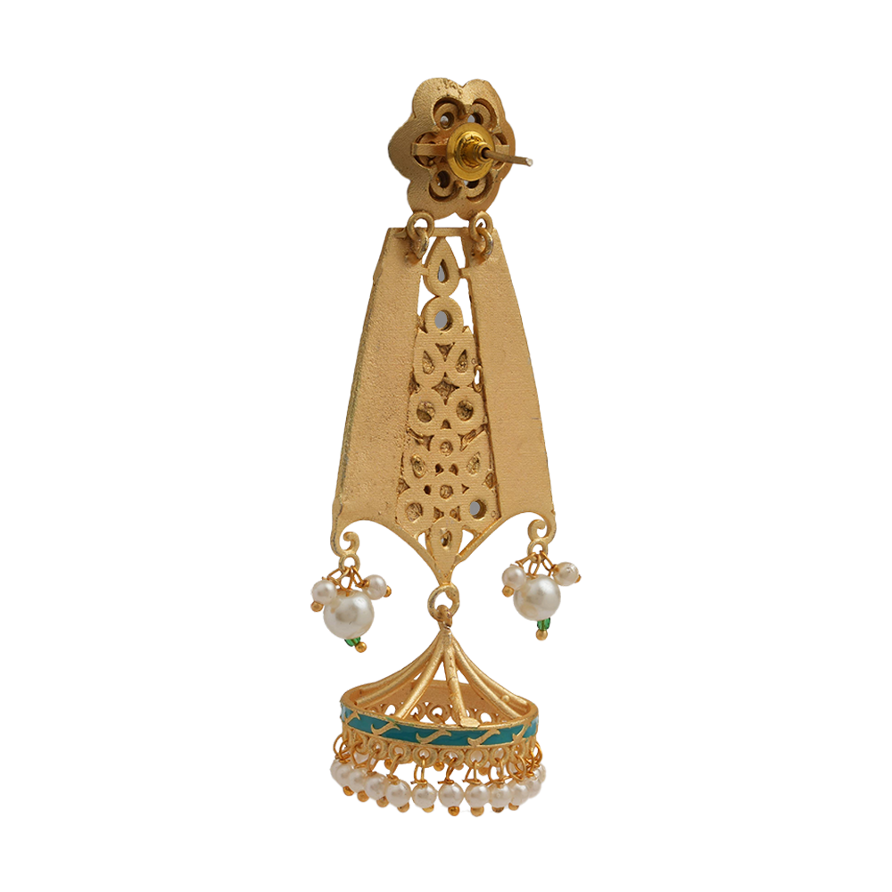 Nirvi- Stone studded dangler earrings(Sky Blue)