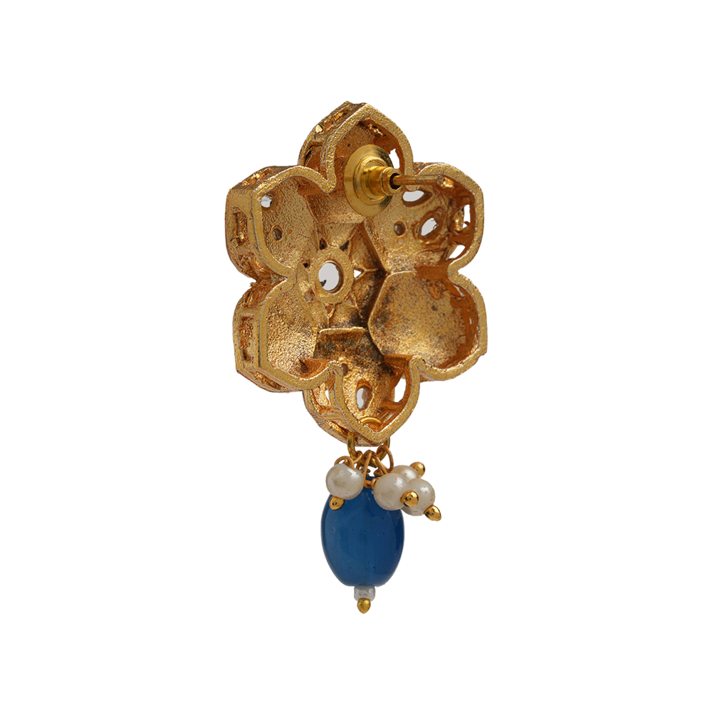 Elvisha- Hanging Bead Stud Earrings(Blue)