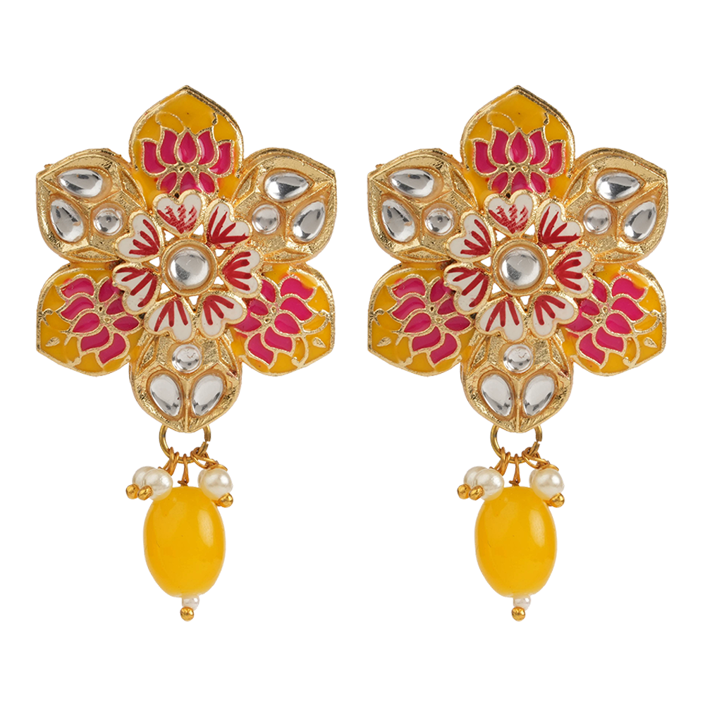 Elvisha- Hanging Bead Stud Earrings(yellow)