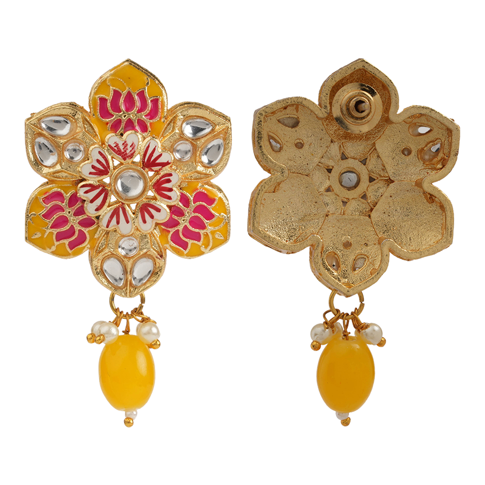 Elvisha- Hanging Bead Stud Earrings(yellow)