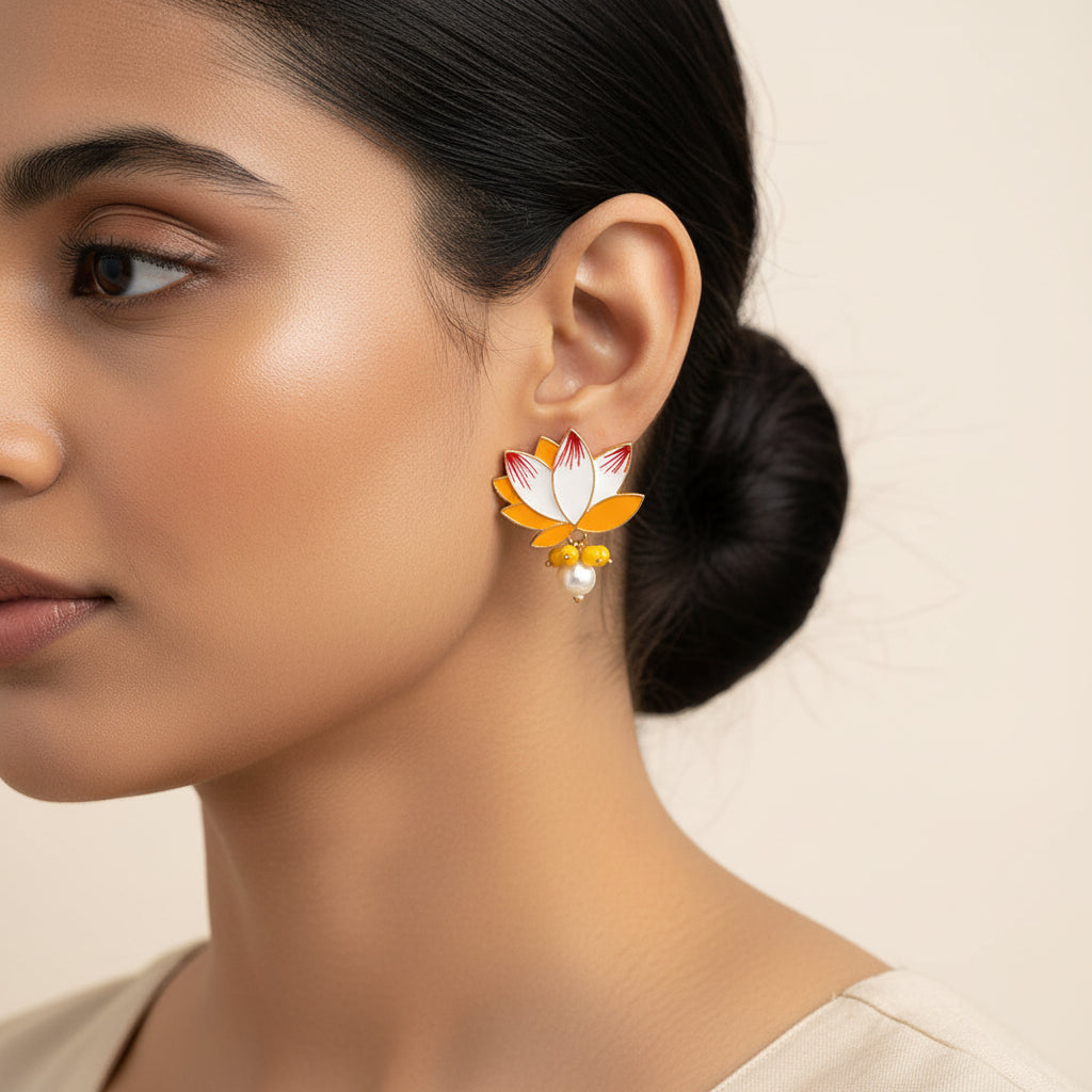 Kiyona – Hanging Pearl Stud Earrings