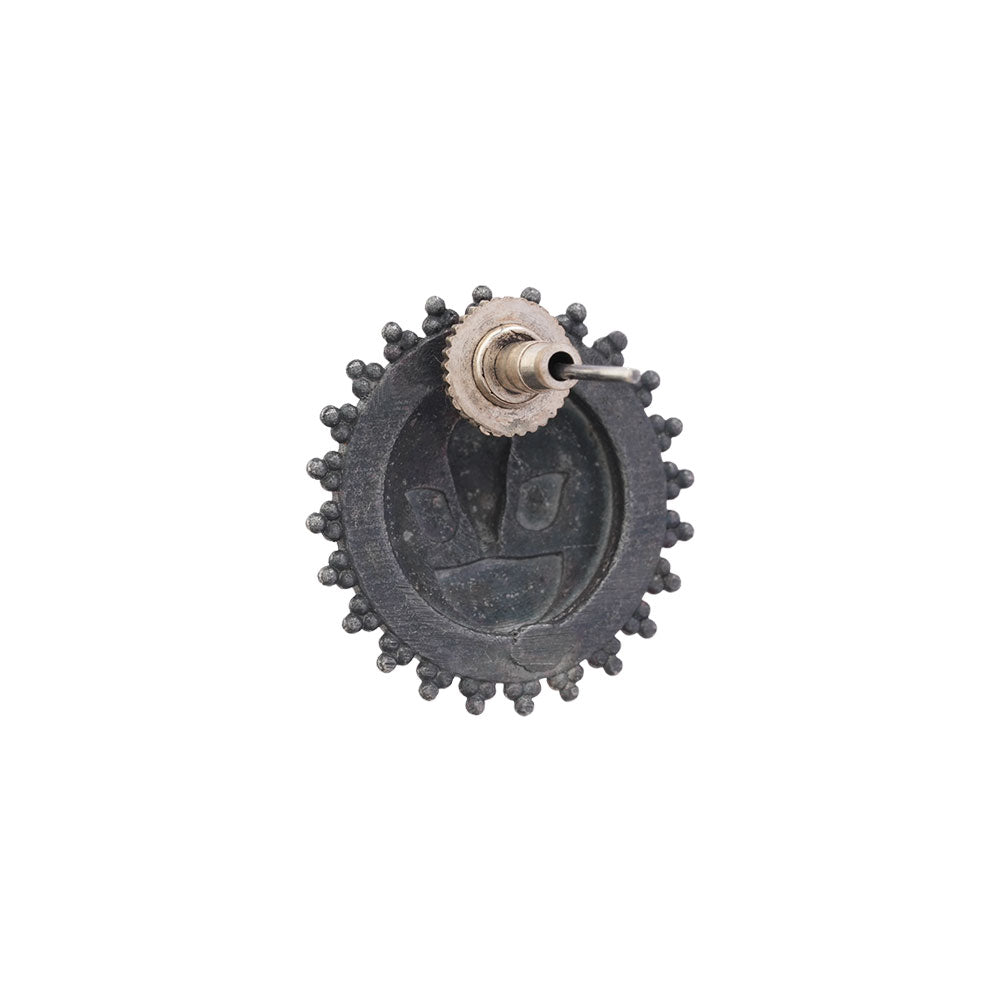Gajanana- Silver Brass Oxidised stud Earrings