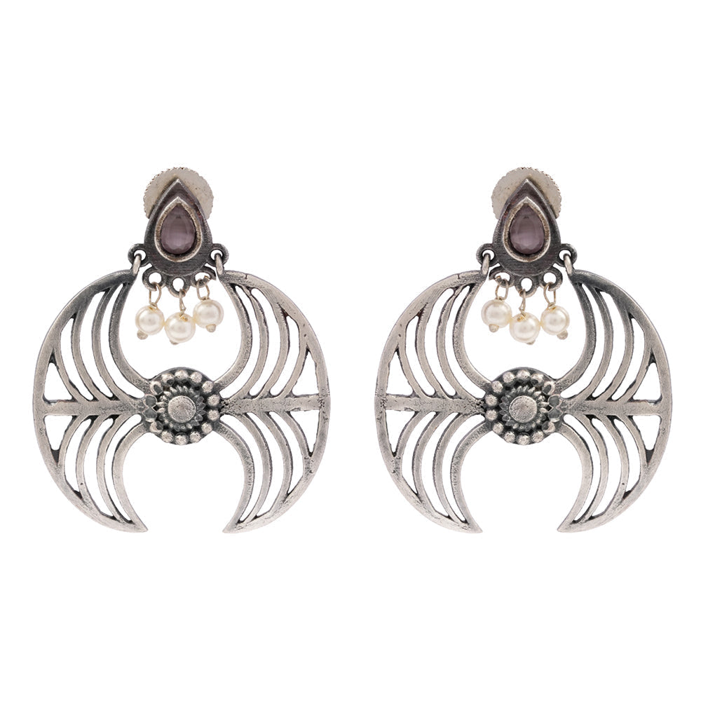 Rekha- Silver Brass Oxidised Dangler earrings