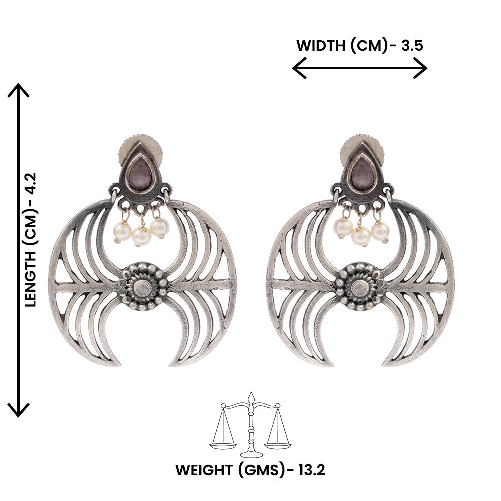 Rekha- Silver Brass Oxidised Dangler earrings