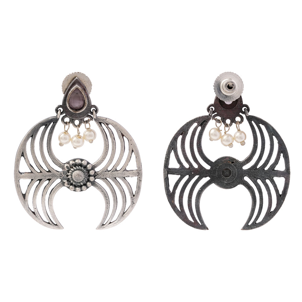 Rekha- Silver Brass Oxidised Dangler earrings