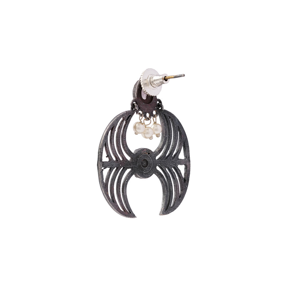 Rekha- Silver Brass Oxidised Dangler earrings