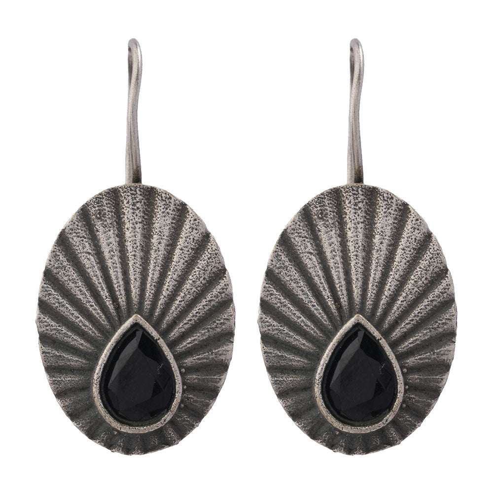 Tejpatra- Silver Brass Stone-Studded dangler earrings