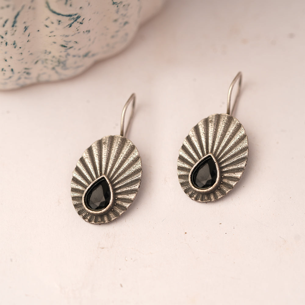 Tejpatra- Silver Brass Stone-Studded dangler earrings