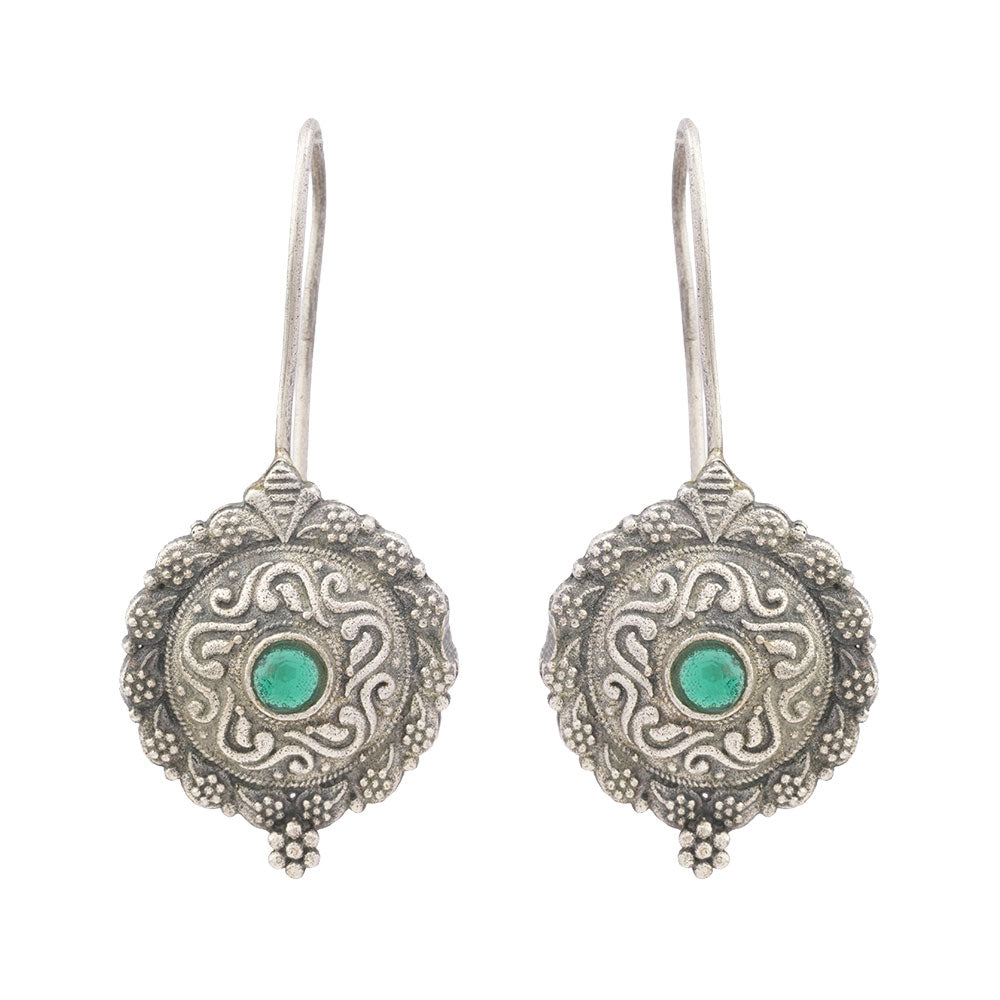 Prabha- Silver Brass Stone-Studded dangler earrings