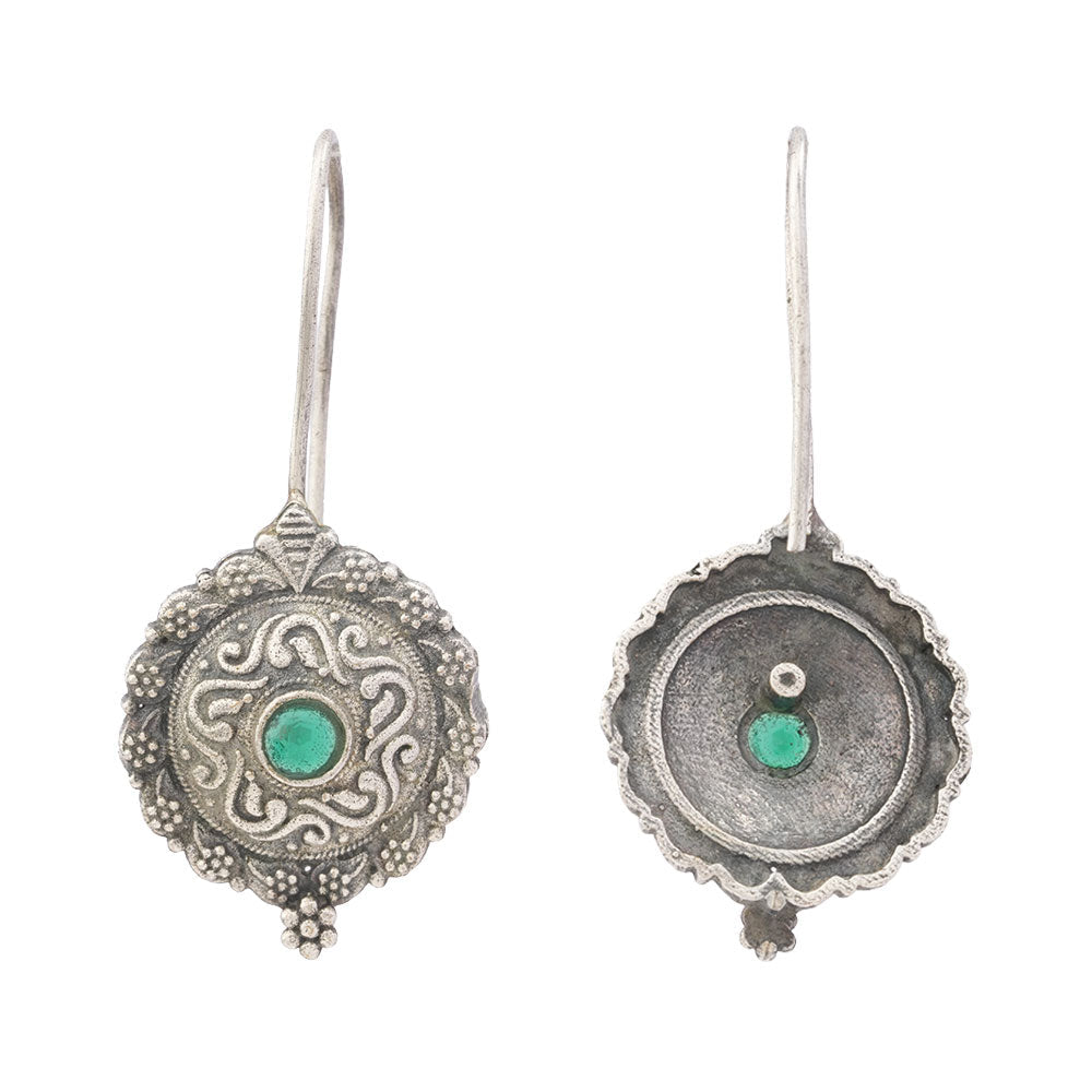 Prabha- Silver Brass Stone-Studded dangler earrings
