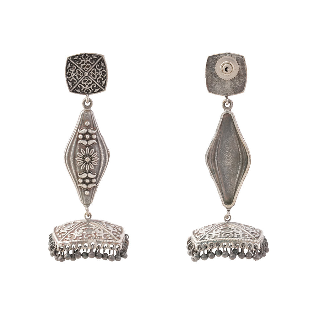 Shubhra- Silver Brass Oxidised dangler earrings