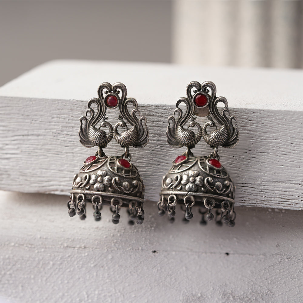 Jhalrika- Silver Brass Pearl jhumka earrings