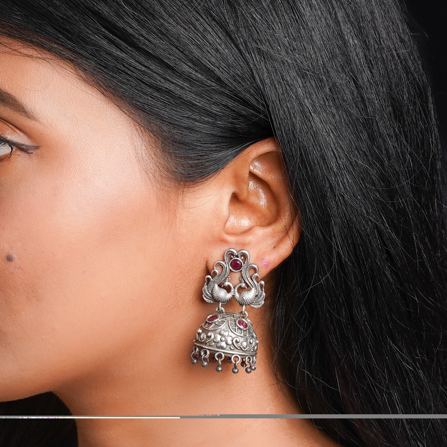 Jhalrika- Silver Brass Pearl jhumka earrings