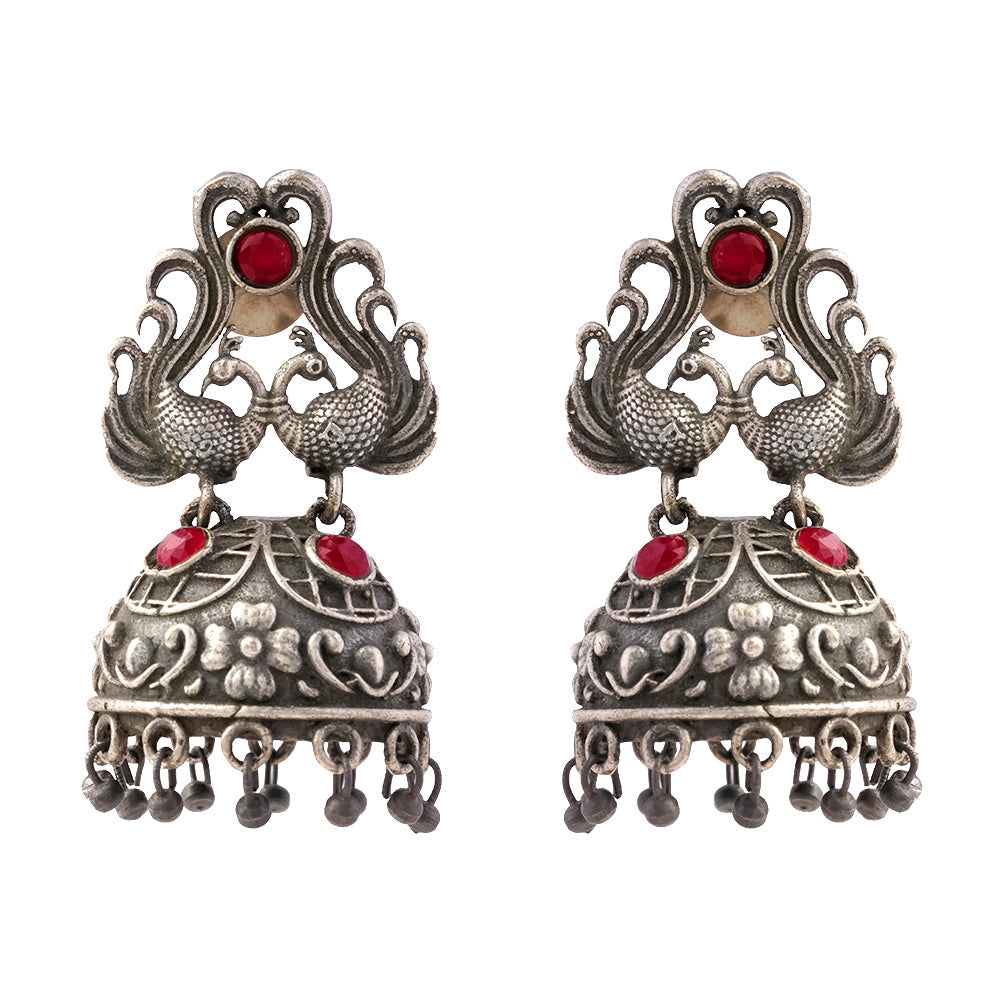 Jhalrika- Silver Brass Pearl jhumka earrings