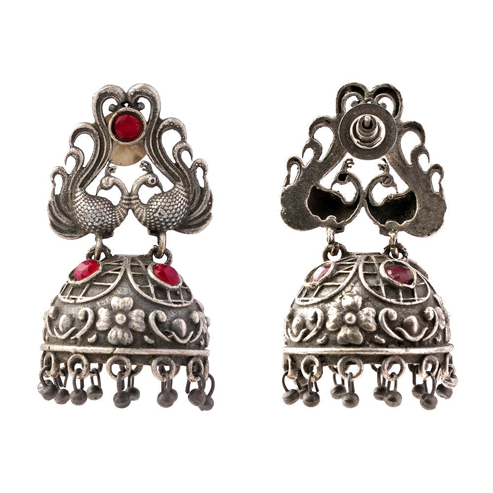 Jhalrika- Silver Brass Pearl jhumka earrings