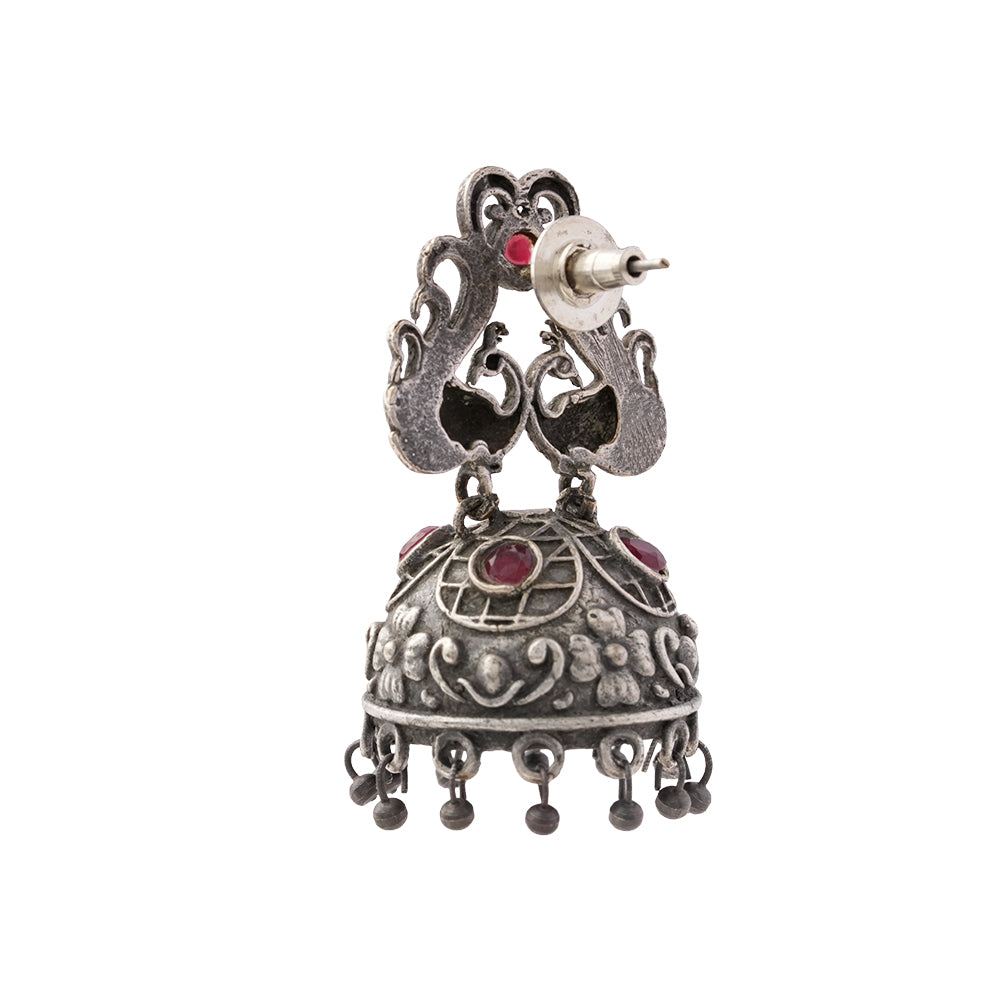 Jhalrika- Silver Brass Pearl jhumka earrings