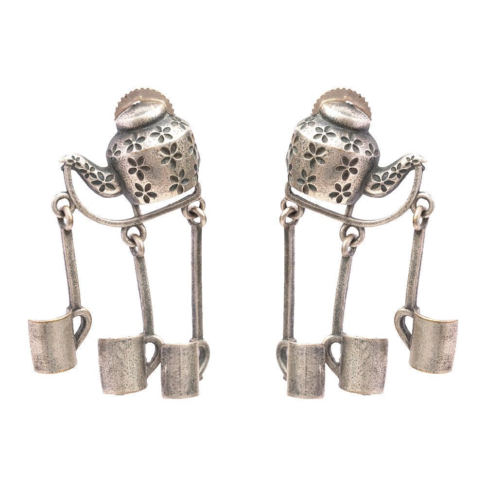 ChaiSakhi- Silver Brass Oxidised dangler earrings