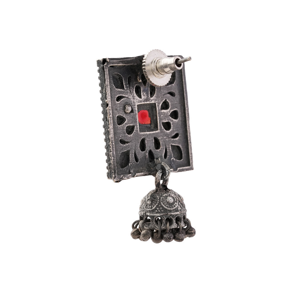 Chaukri- Silver Brass jhumka earrings