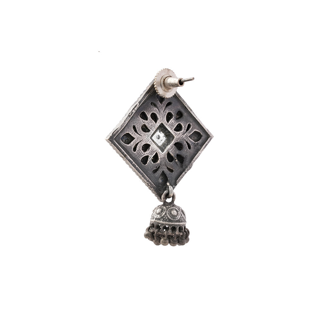 Manika- Silver Brass Pearl jhumka earrings