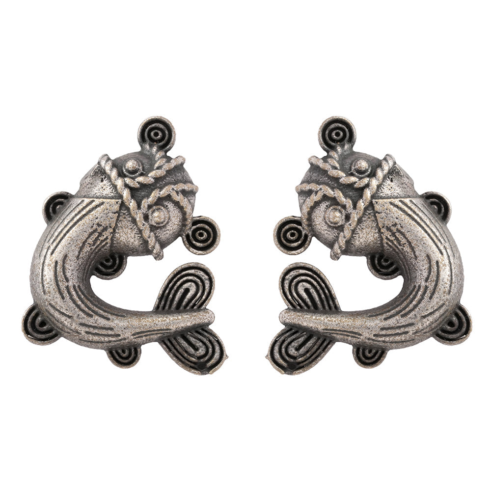 Hastidant- Silver Brass oxidised stud earrings