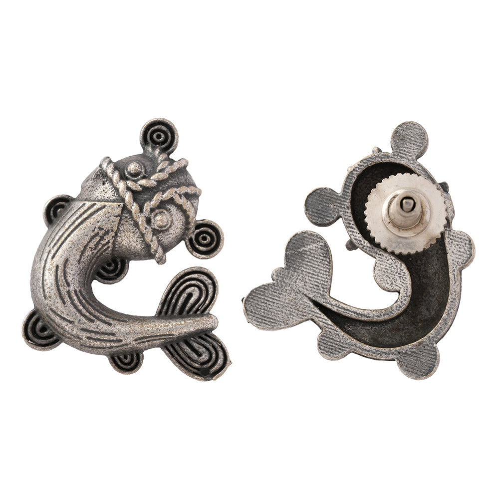Hastidant- Silver Brass oxidised stud earrings