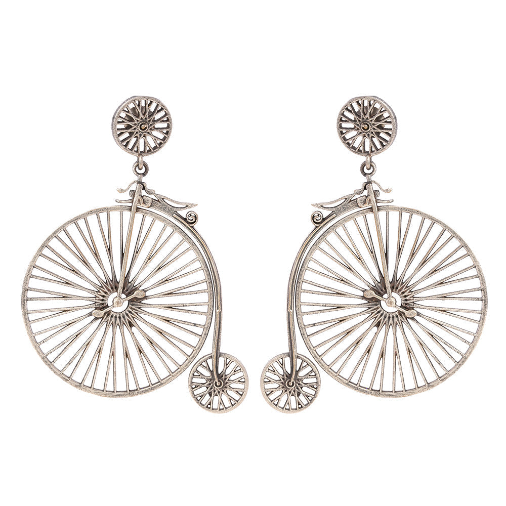 RatnaChakra- Silver Brass Oxidised dangler earrings