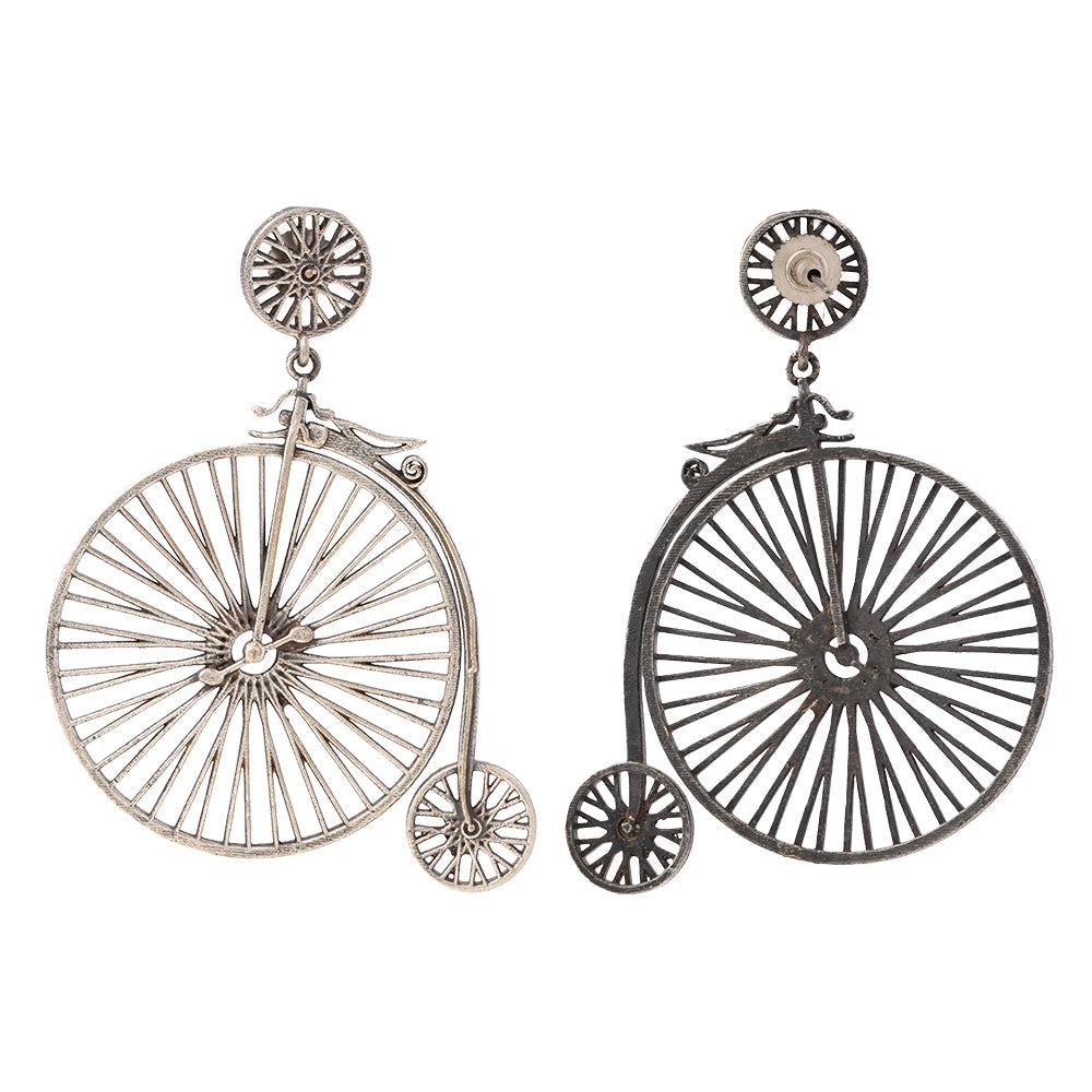 RatnaChakra- Silver Brass Oxidised dangler earrings