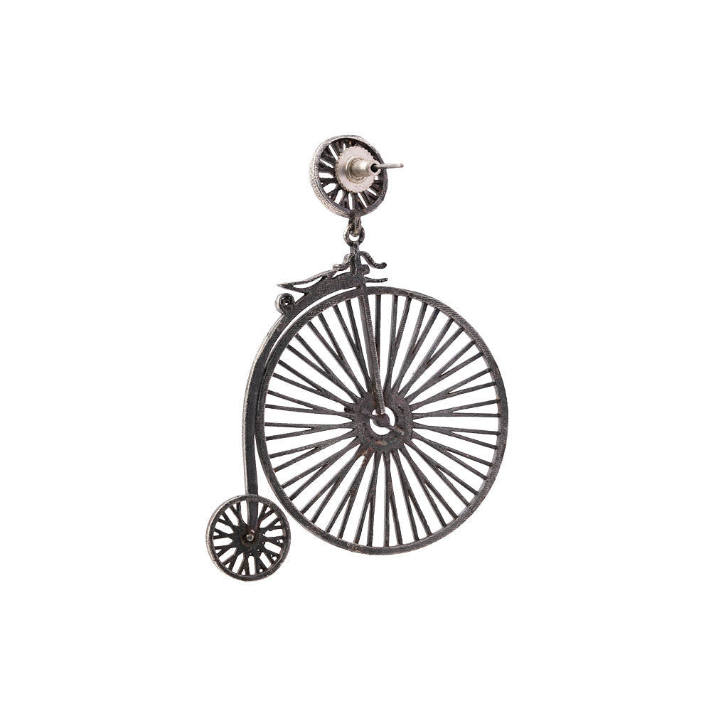 RatnaChakra- Silver Brass Oxidised dangler earrings