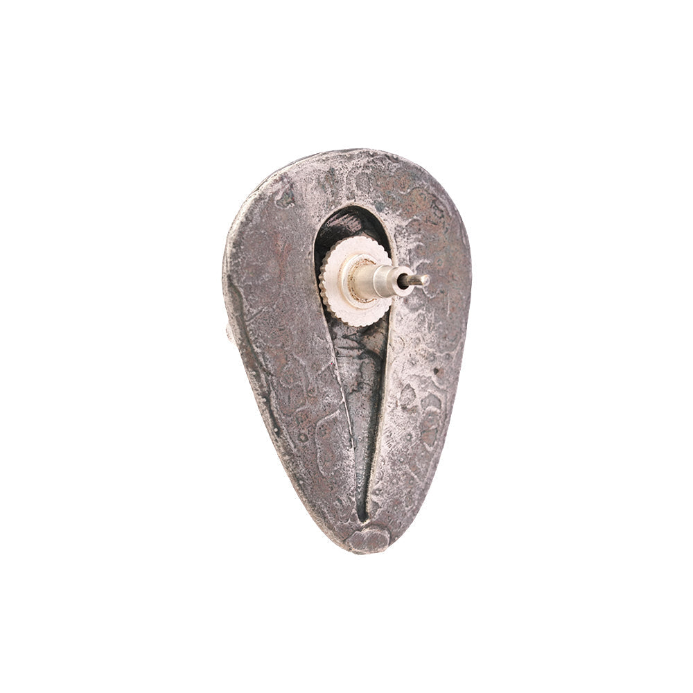 Gajmukh- Silver Brass Oxidised stud Earrings