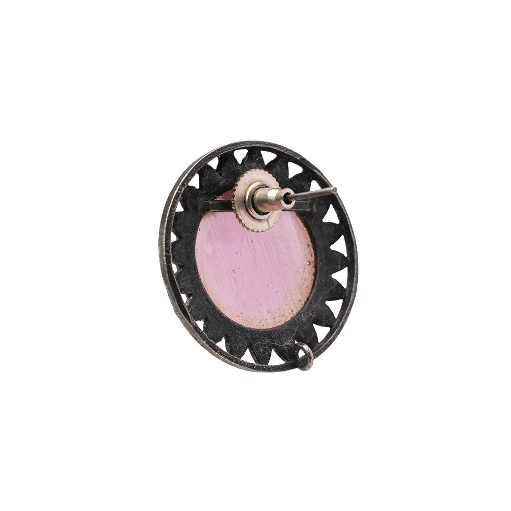 Manikya- Silver Brass Stone-Studded Stud Earrings(Pink)