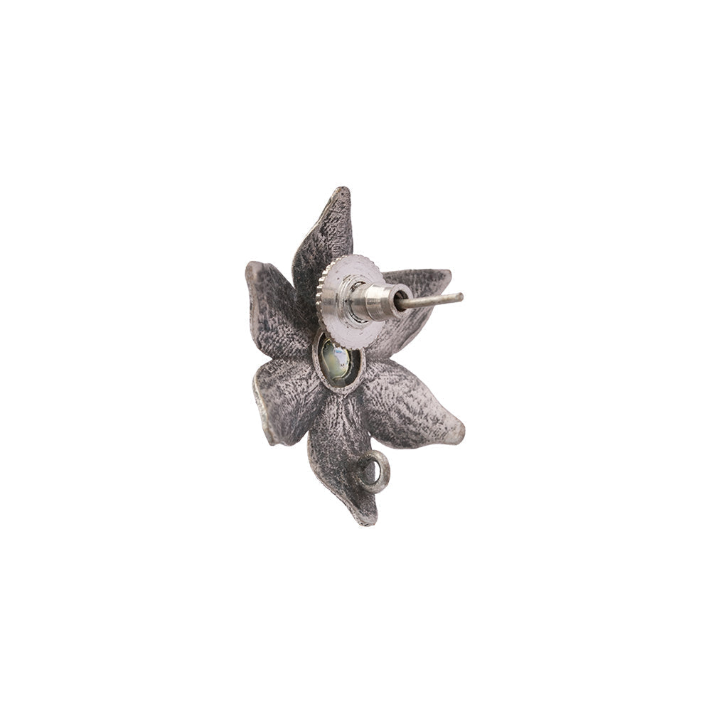 Juhi- Silver Brass Stone-Studded Stud Earrings(White)