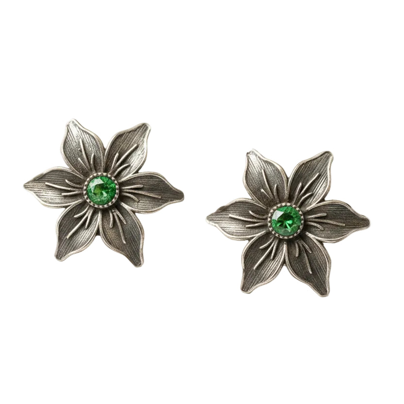 Juhi- Silver Brass Stone-Studded Stud Earrings