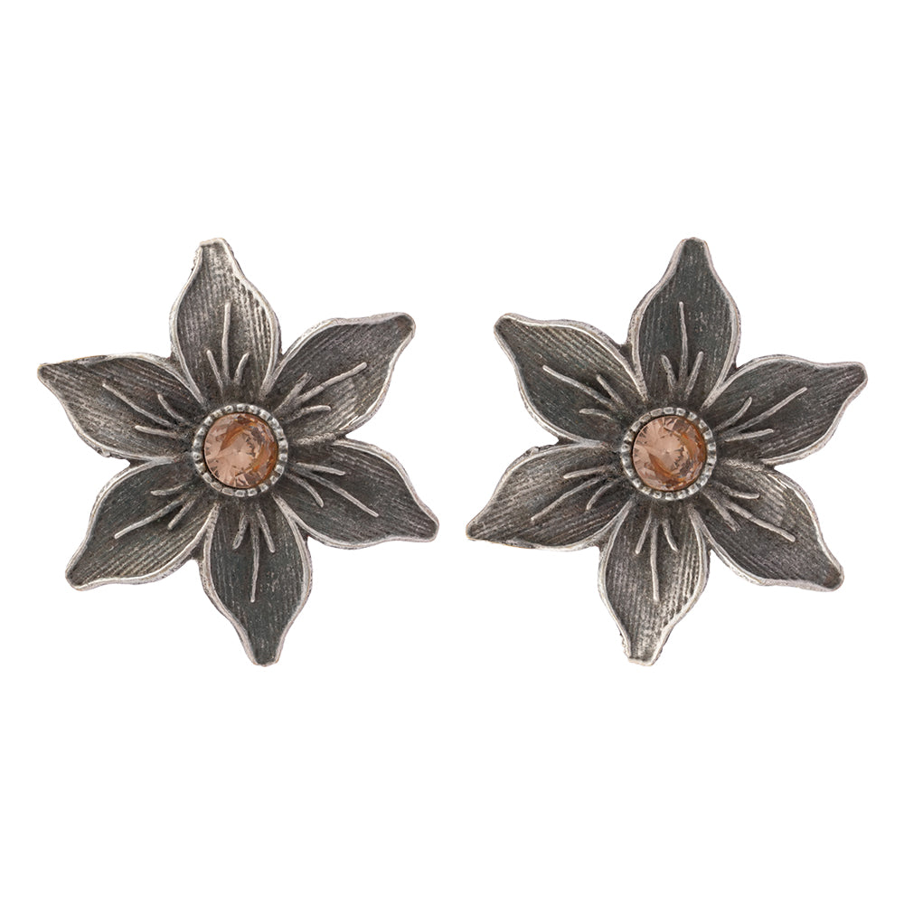 Juhi- Silver Brass Stone-Studded Stud Earrings