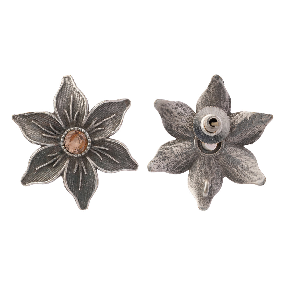 Juhi- Silver Brass Stone-Studded Stud Earrings