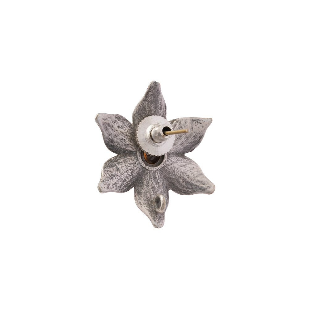 Juhi- Silver Brass Stone-Studded Stud Earrings