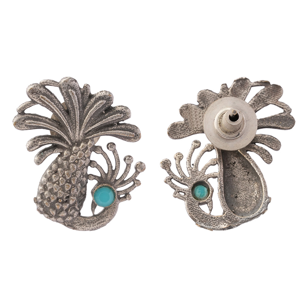Morni- Silver Brass Stone-Studded Stud Earrings