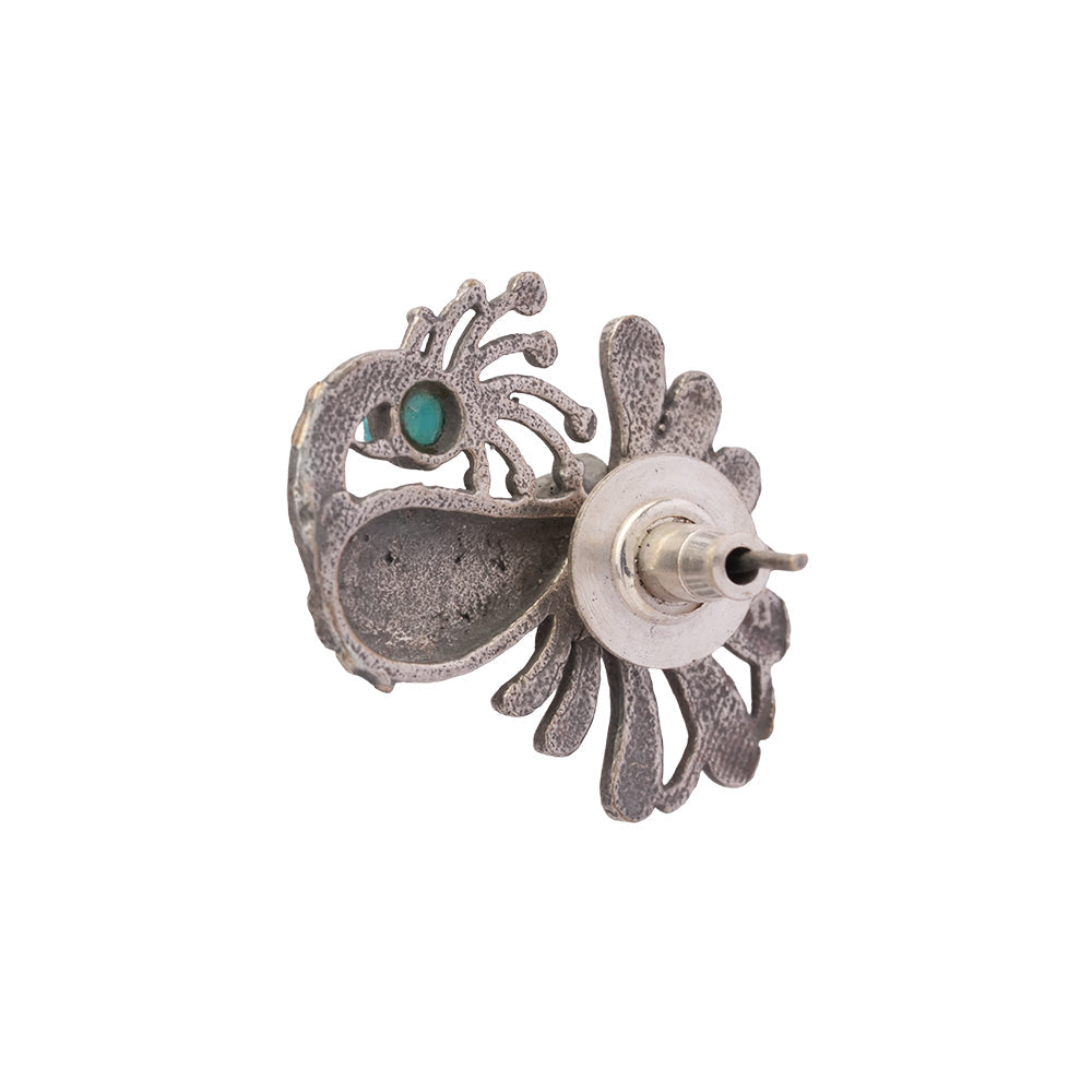 Morni- Silver Brass Stone-Studded Stud Earrings