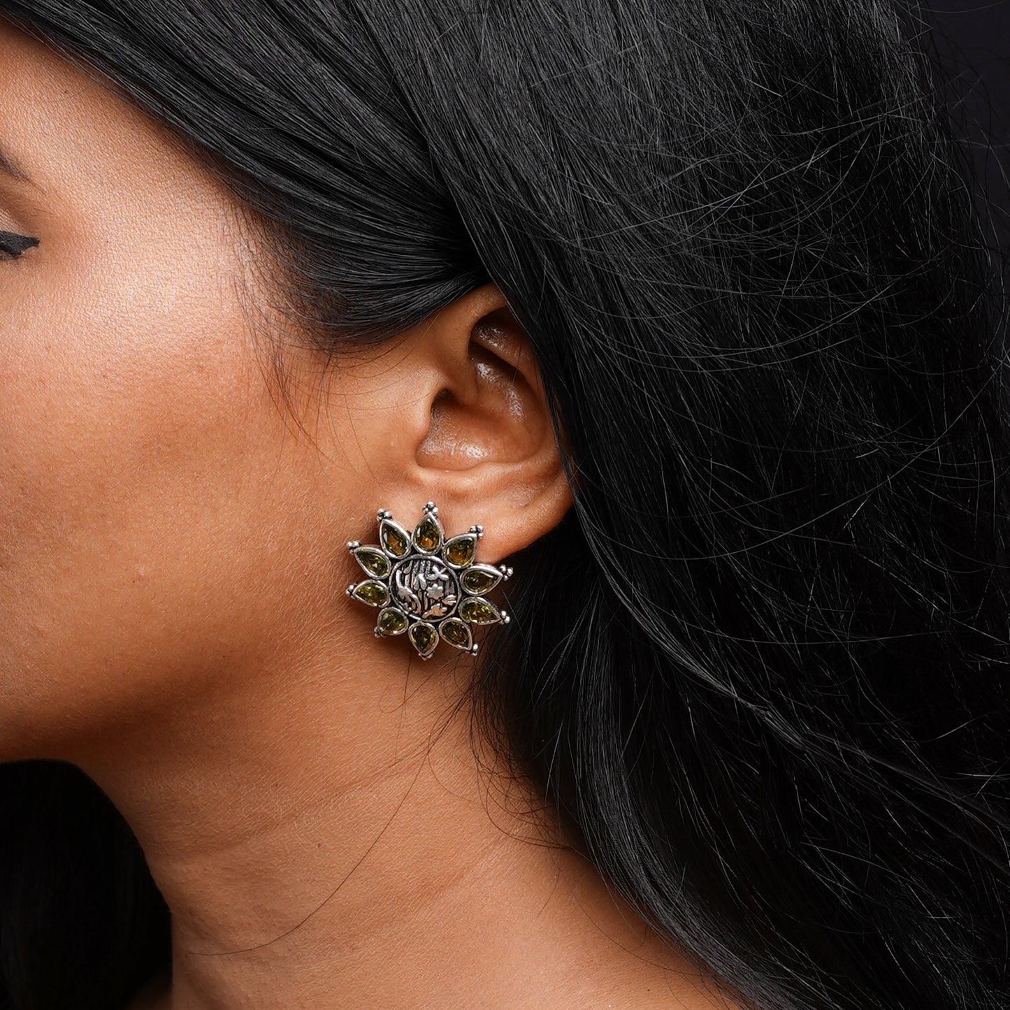 SwarnaBoond- Silver Brass Handcrafted Stud Earrings